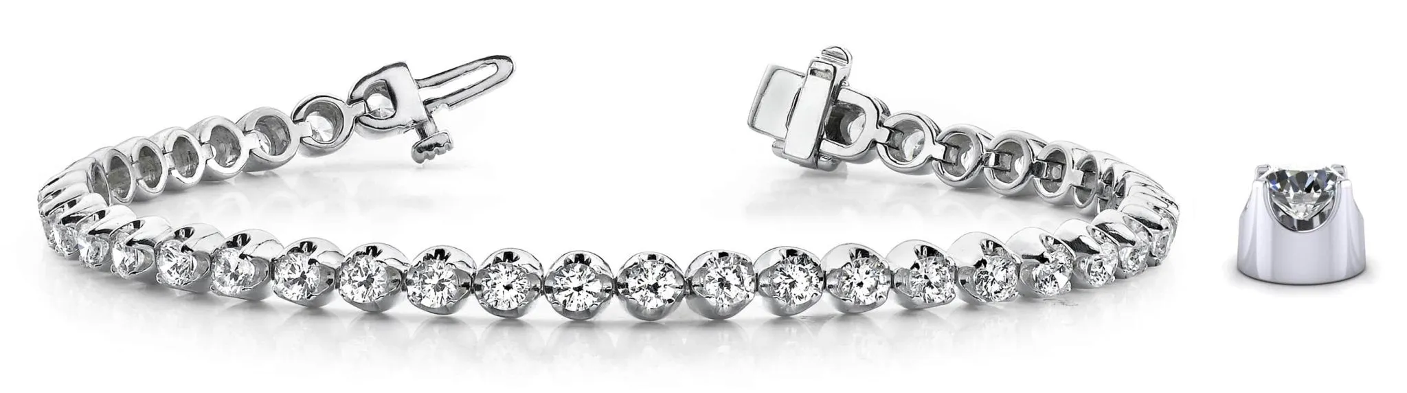 Solid Nugget Lab-Grown Diamond Tennis Bracelet with 1.06 ct.(finished) 1.6mm