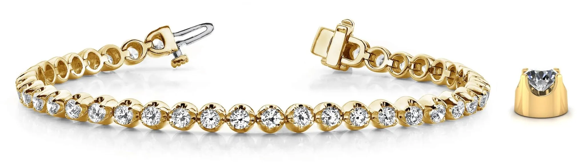 Solid Nugget Lab-Grown Diamond Tennis Bracelet with 1.06 ct.(finished) 1.6mm
