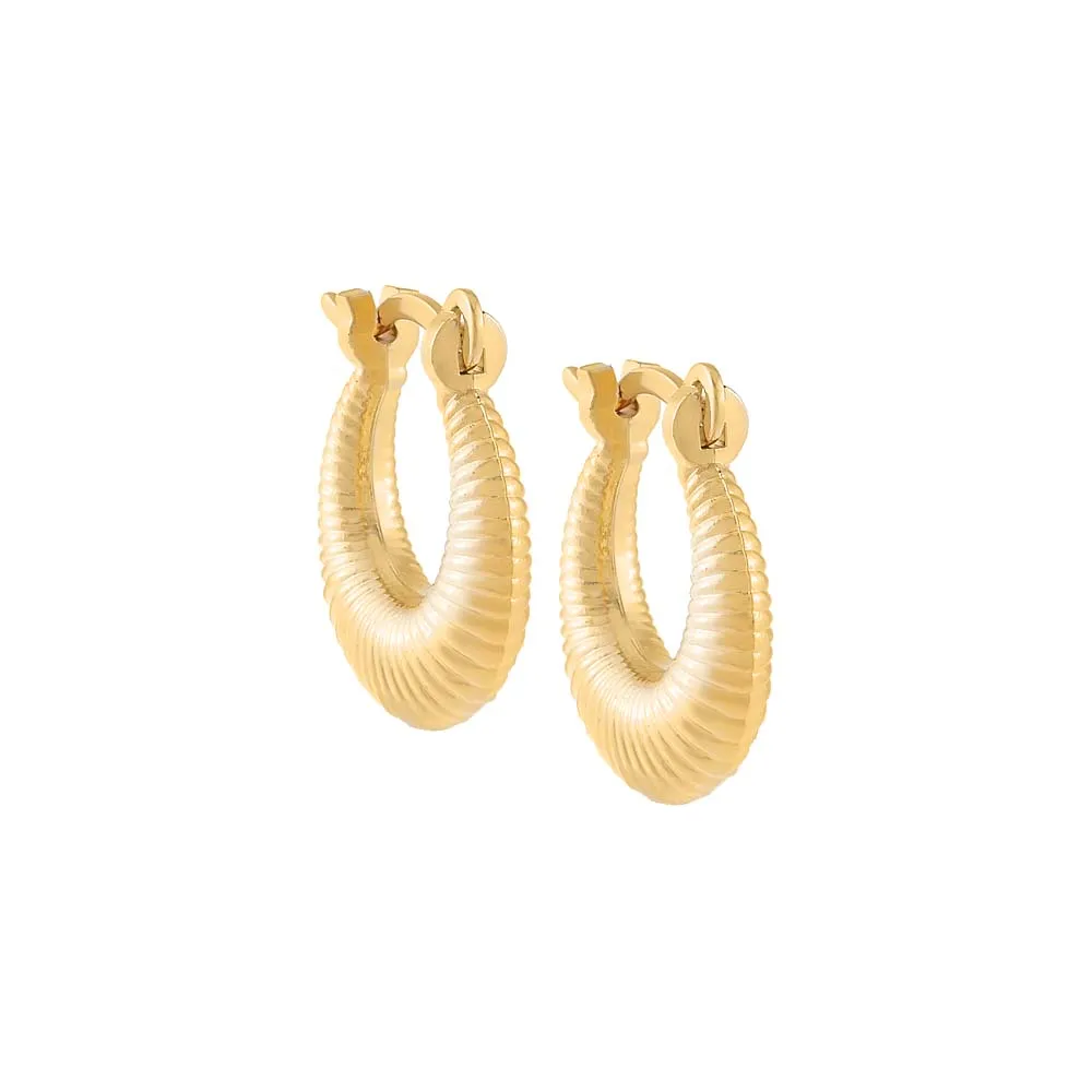 Solid Ribbed Hoop Earring