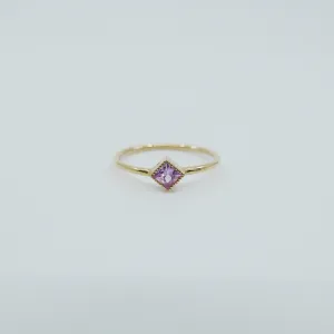 Square Bezel Pink Sapphire Ring