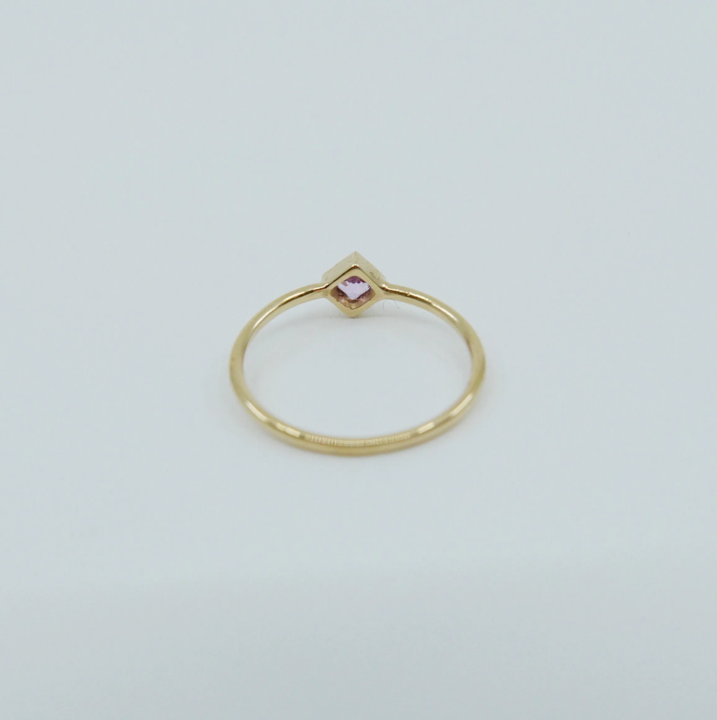 Square Bezel Pink Sapphire Ring