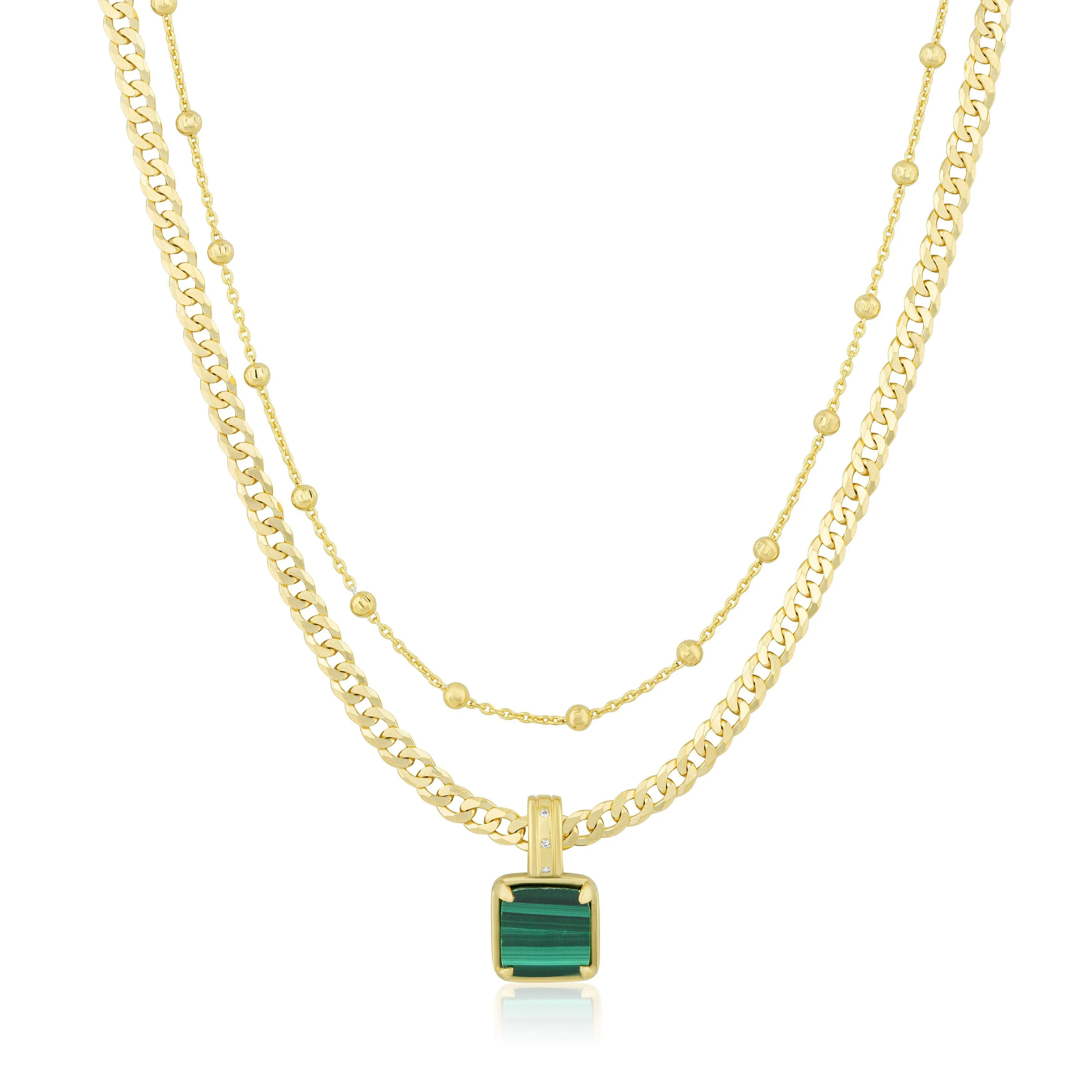 square gemstone | double layer curb