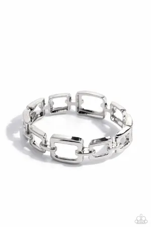 Square Inch - Silver - Chain Link Paparazzi Hinge Bracelet