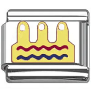 Stainless Steel 9mm Shiny Birthday Cake Link for Italian Charm Bracelet