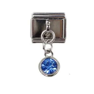 Stainless Steel 9mm Shiny December Birthstone Drop Charm Link for Italian Charm Bracelet