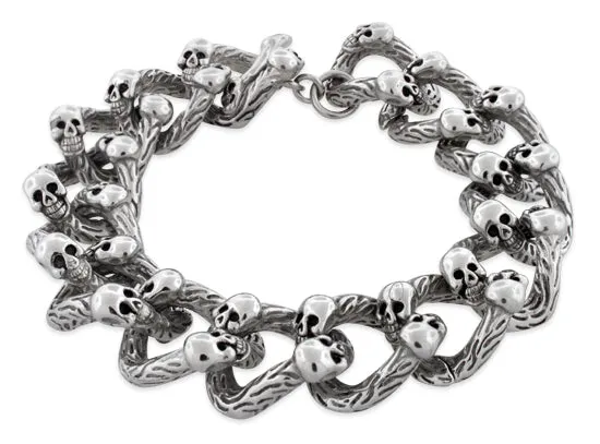 Stainless Steel Branch Skull Link Bracelet