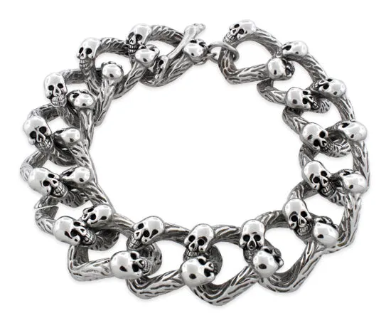 Stainless Steel Branch Skull Link Bracelet