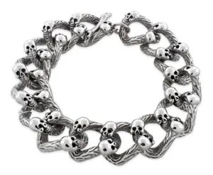 Stainless Steel Branch Skull Link Bracelet