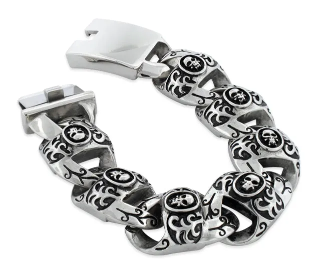 Stainless Steel Marina Skull Link Bracelet