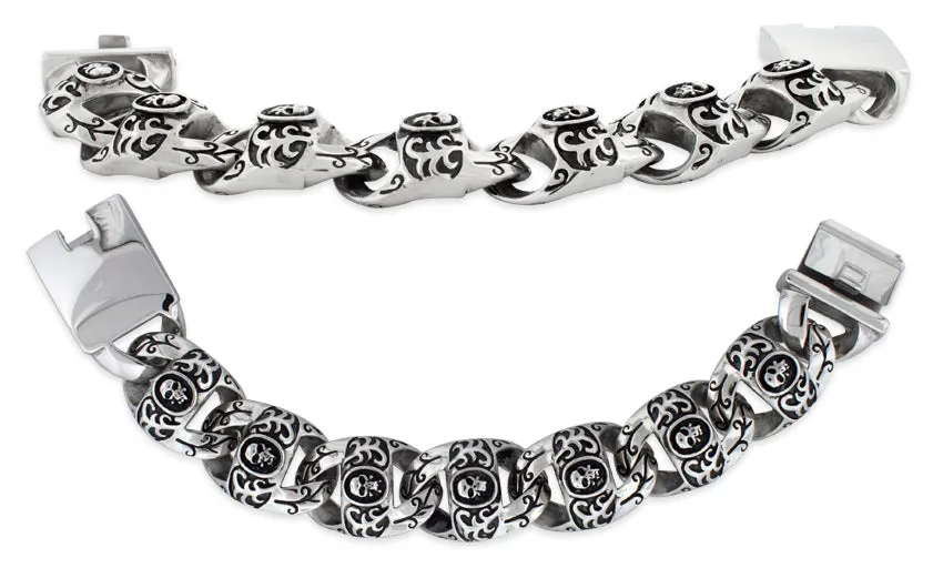 Stainless Steel Marina Skull Link Bracelet
