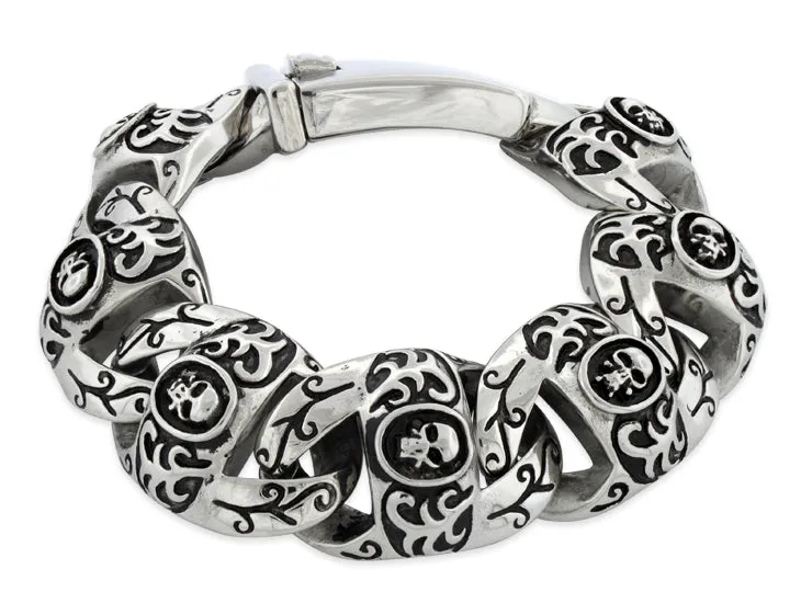Stainless Steel Marina Skull Link Bracelet