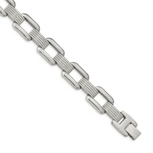 Stainless Steel Polished Square Open Link 8.5 inch Bracelet