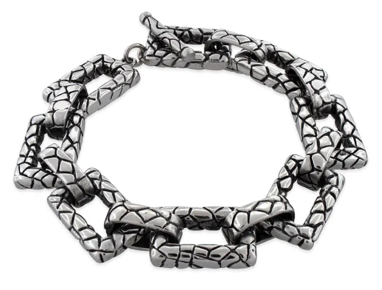 Stainless Steel Reptile Pattern Link Bracelet