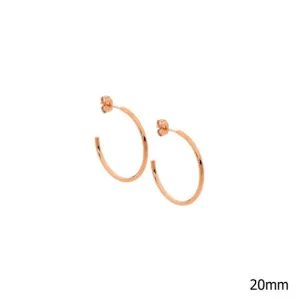 Stainless Steel Rose Gold IP Plated Hoop Earrings 20mm SE211R-2