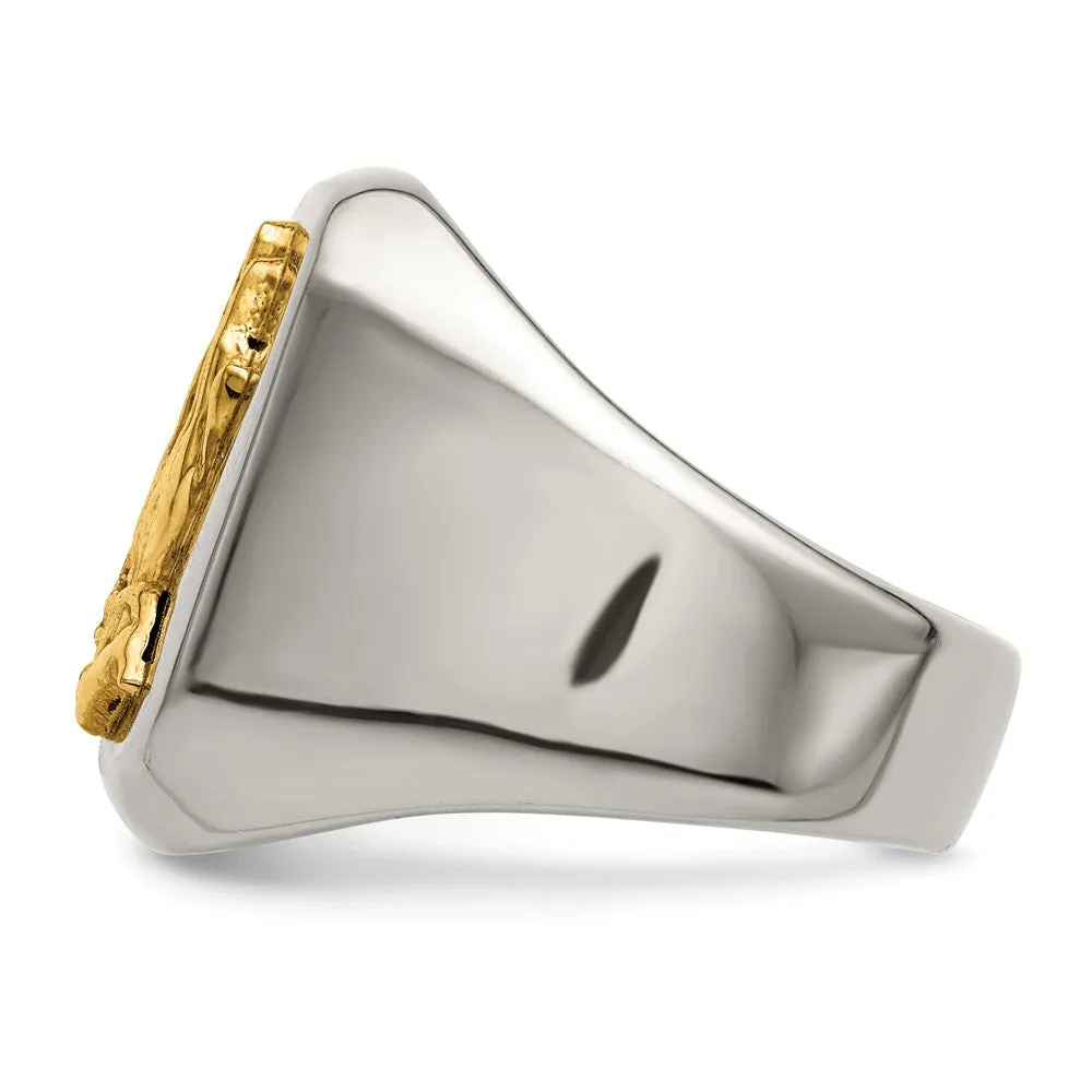 Stainless Steel w/14k Accent Polished Praying Hands Ring