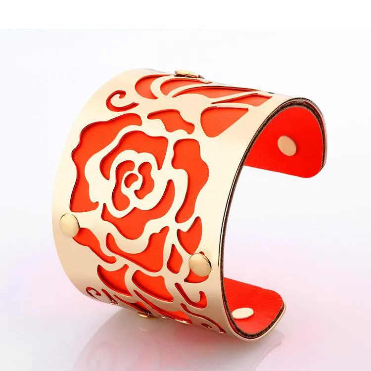 Steampunk Fashion Jewelry Cuff Bracelets Bangles Exaggerated Gold Color with Colorful Enamel Bracelets