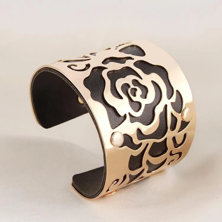 Steampunk Fashion Jewelry Cuff Bracelets Bangles Exaggerated Gold Color with Colorful Enamel Bracelets