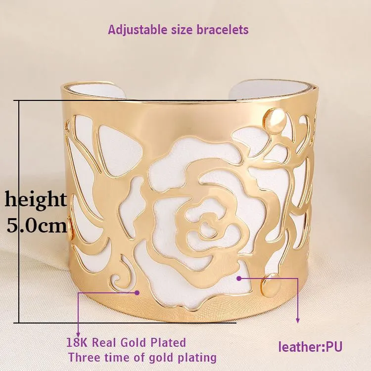 Steampunk Fashion Jewelry Cuff Bracelets Bangles Exaggerated Gold Color with Colorful Enamel Bracelets