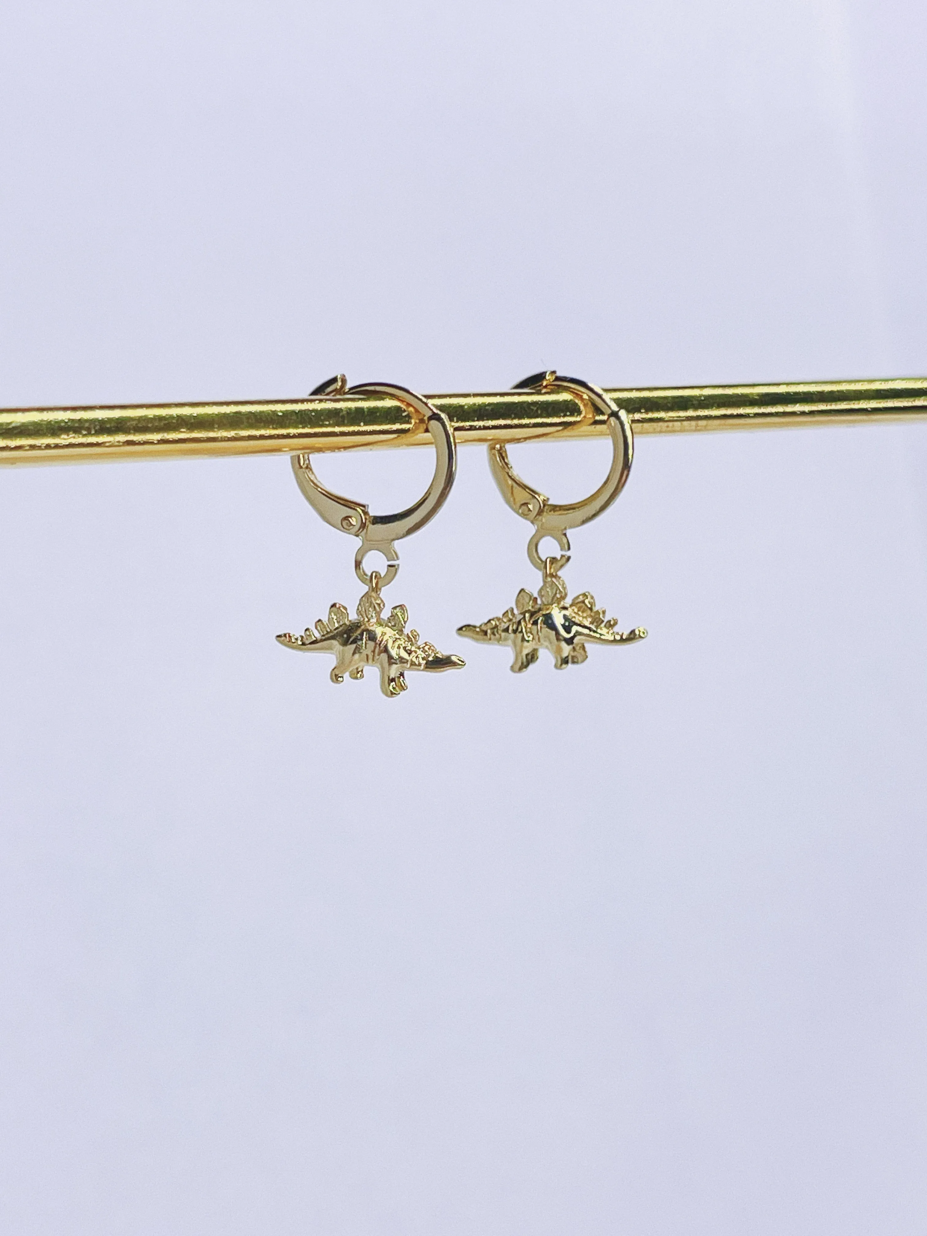 Stegosaurus Dino Huggie Earrings