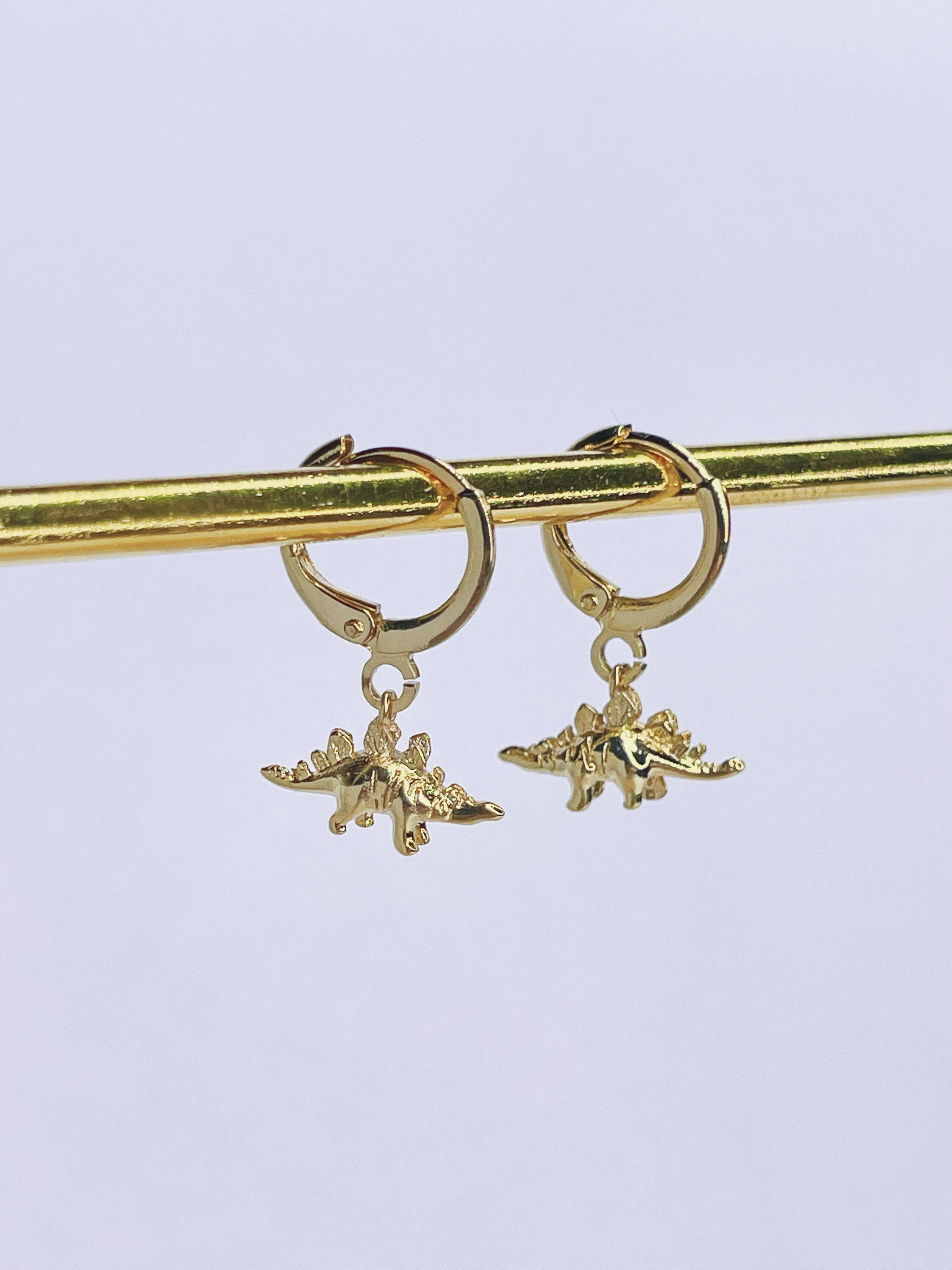 Stegosaurus Dino Huggie Earrings