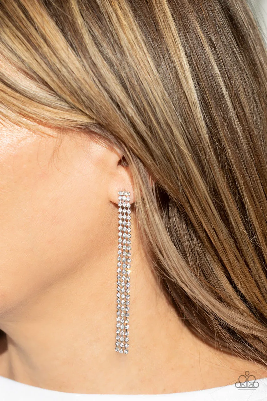 Stellar Starlight White Paparazzi Earrings