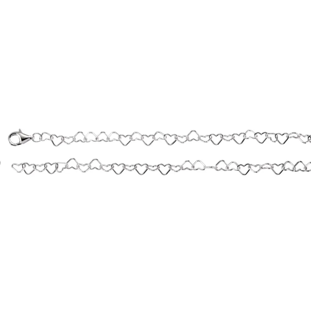 Sterling Silver 4.5mm Heart Link 7.25" Chain