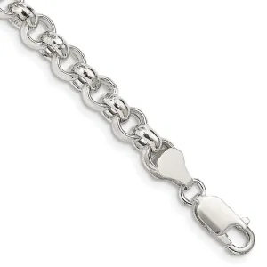 Sterling Silver 6.5mm Semi-solid Rolo Chain