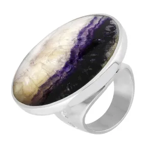 Sterling Silver Blue John Queen's Jubilee Hallmark Large Round Ring D