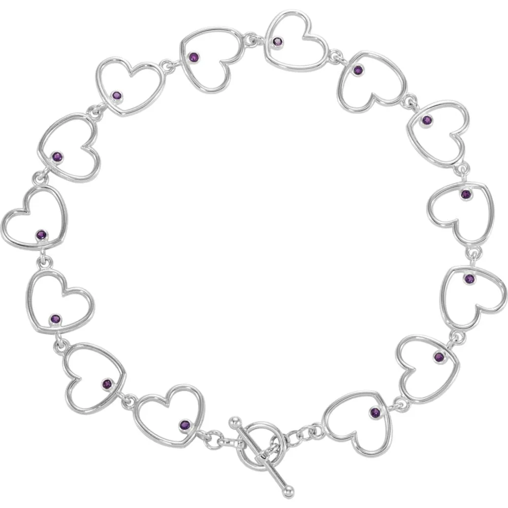 Sterling Silver Heart Link Bracelet