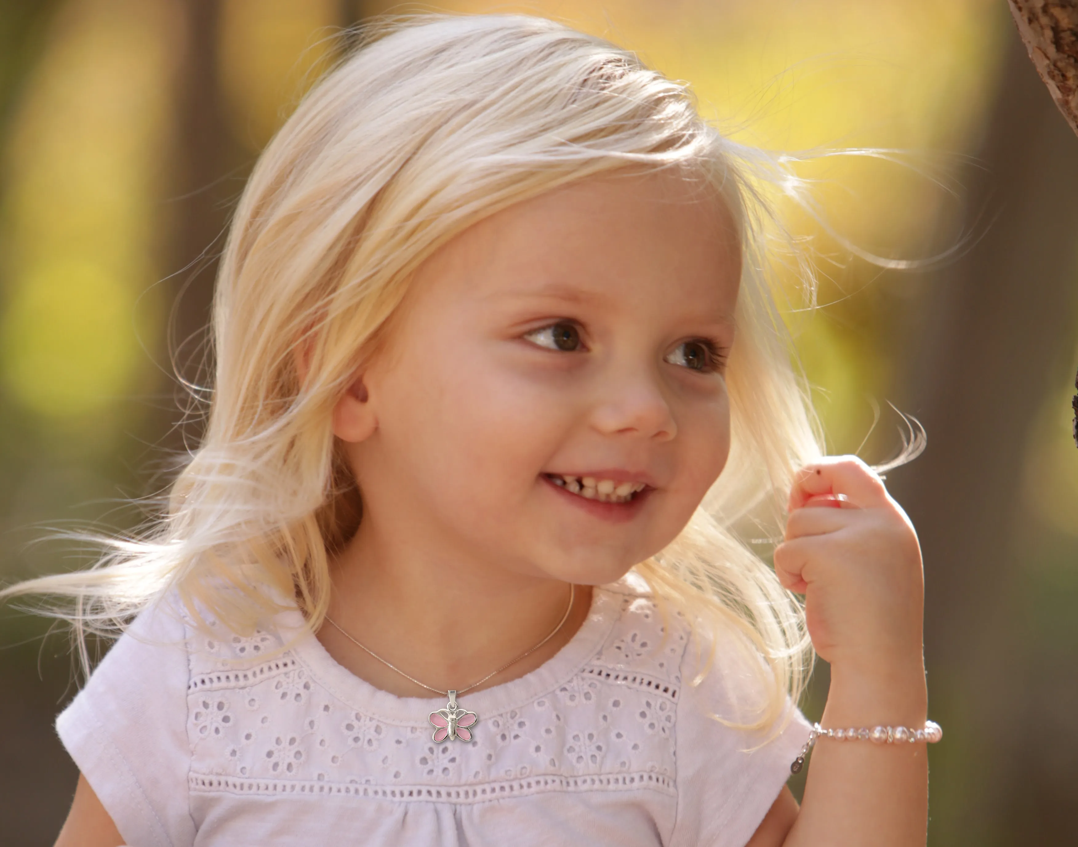 Sterling Silver Pink Simulated Pearl Bracelet for Babies, Toddlers, and Girls