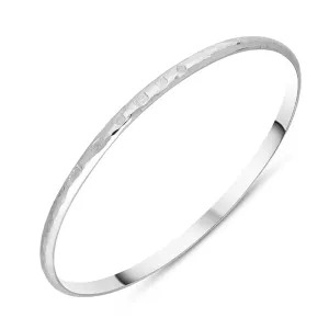 Sterling Silver Queen's Jubilee Hallmark 4mm Hammered Bangle D