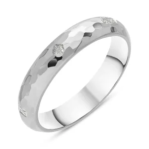 Sterling Silver Queen's Jubilee Hallmark 4mm Hammered Ring D