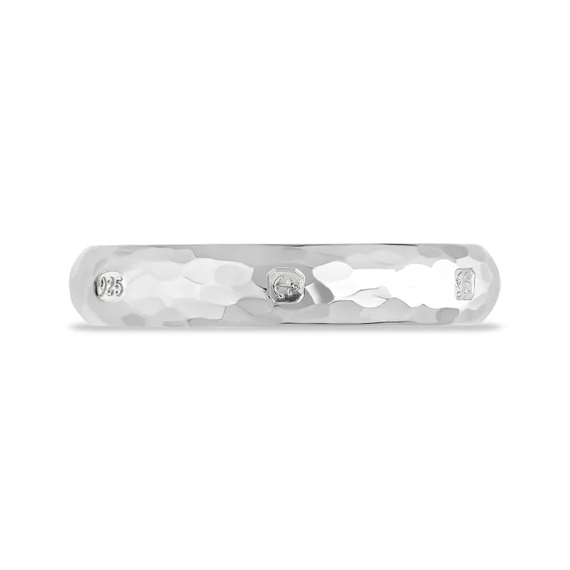 Sterling Silver Queen's Jubilee Hallmark 4mm Hammered Ring D
