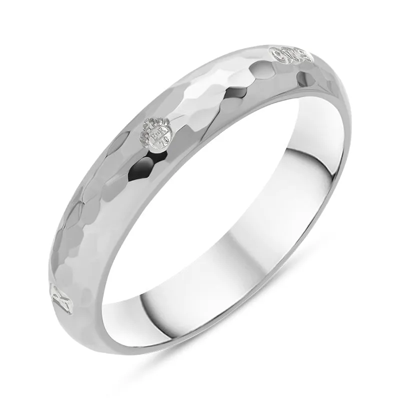 Sterling Silver Queen's Jubilee Hallmark 4mm Hammered Ring D