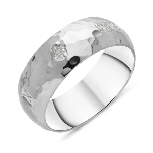 Sterling Silver Queen's Jubilee Hallmark 8mm Hammered Ring D