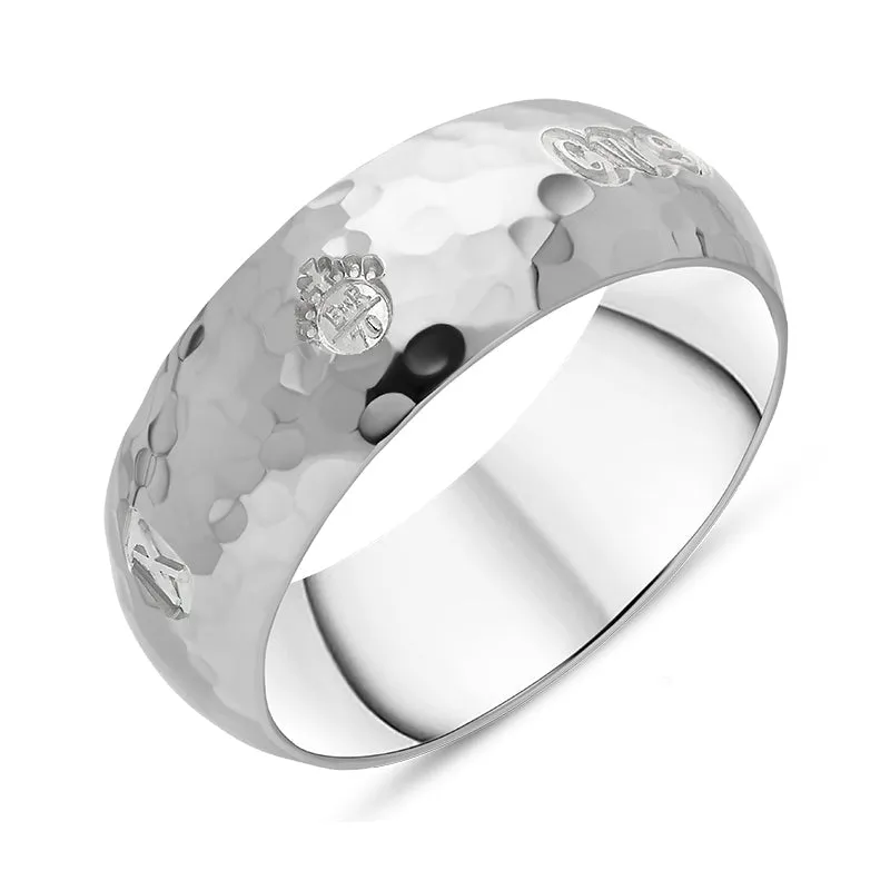 Sterling Silver Queen's Jubilee Hallmark 8mm Hammered Ring D