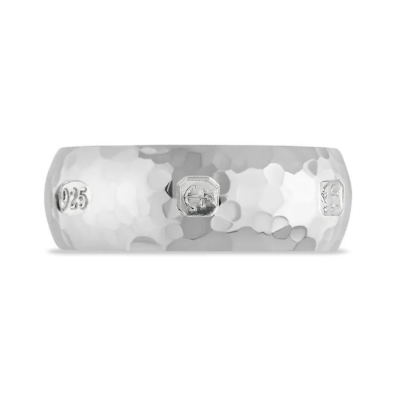 Sterling Silver Queen's Jubilee Hallmark 8mm Hammered Ring D