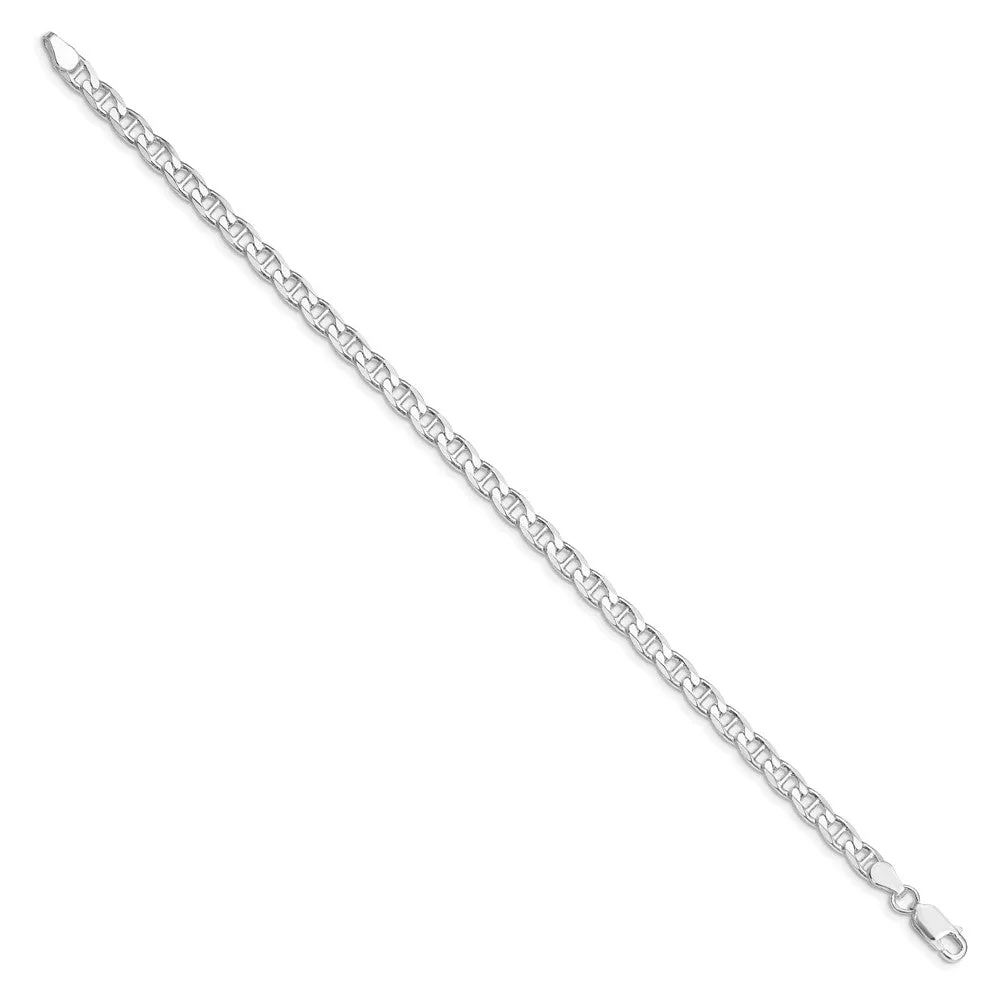 Sterling Silver Rhodium-plated 4.65mm Flat Cuban Anchor Chain