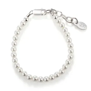 Sterling Silver Simulated Pearl Baby Bracelet for Kids and Little Girls