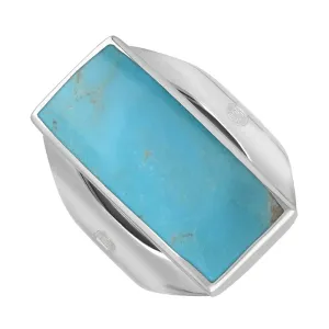 Sterling Silver Turquoise Queen's Jubilee Hallmark Medium Oblong Ring D