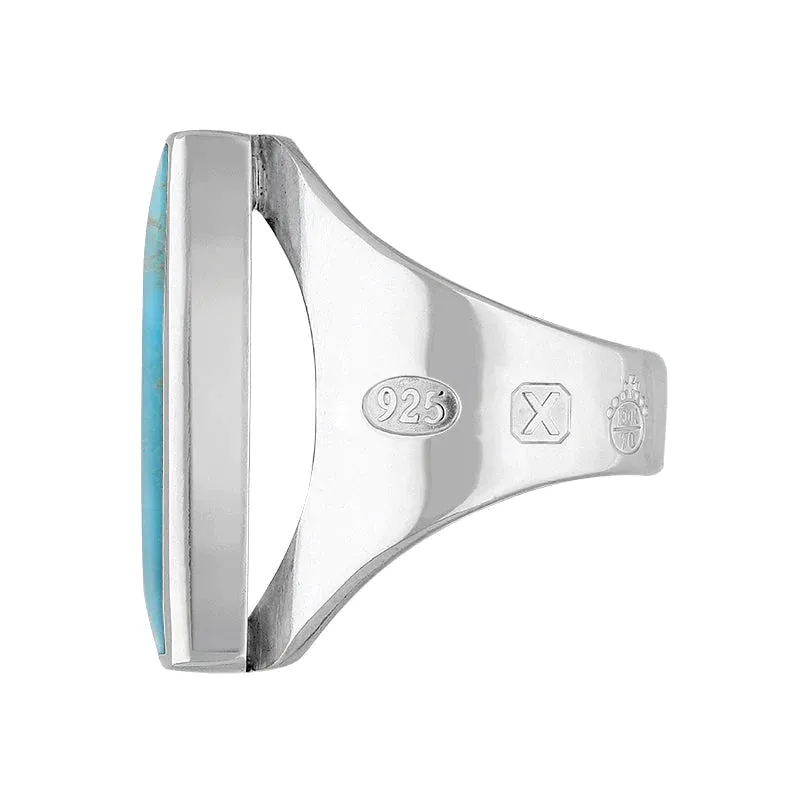 Sterling Silver Turquoise Queen's Jubilee Hallmark Medium Oblong Ring D