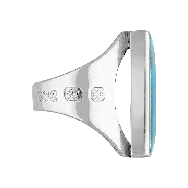 Sterling Silver Turquoise Queen's Jubilee Hallmark Medium Oblong Ring D