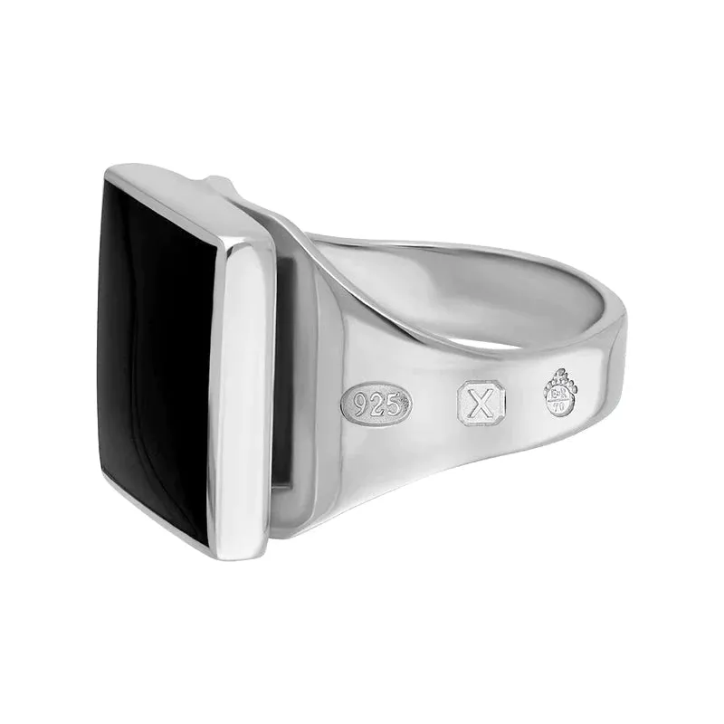 Sterling Silver Whitby Jet Queen's Jubilee Hallmark Small Square Ring D