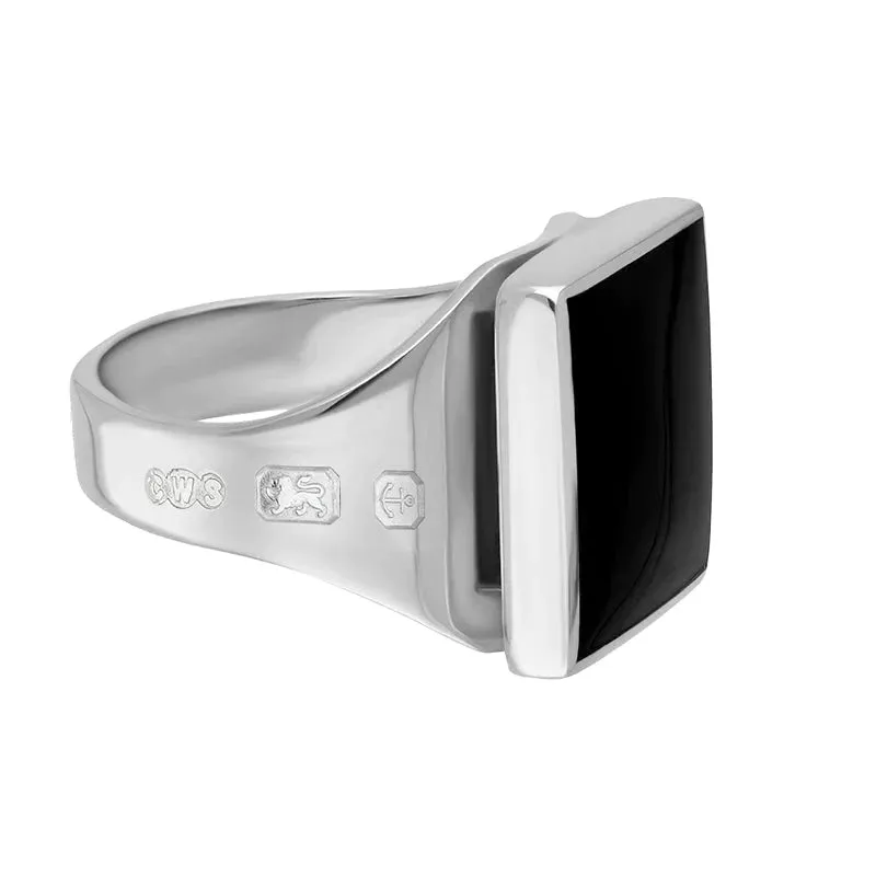 Sterling Silver Whitby Jet Queen's Jubilee Hallmark Small Square Ring D