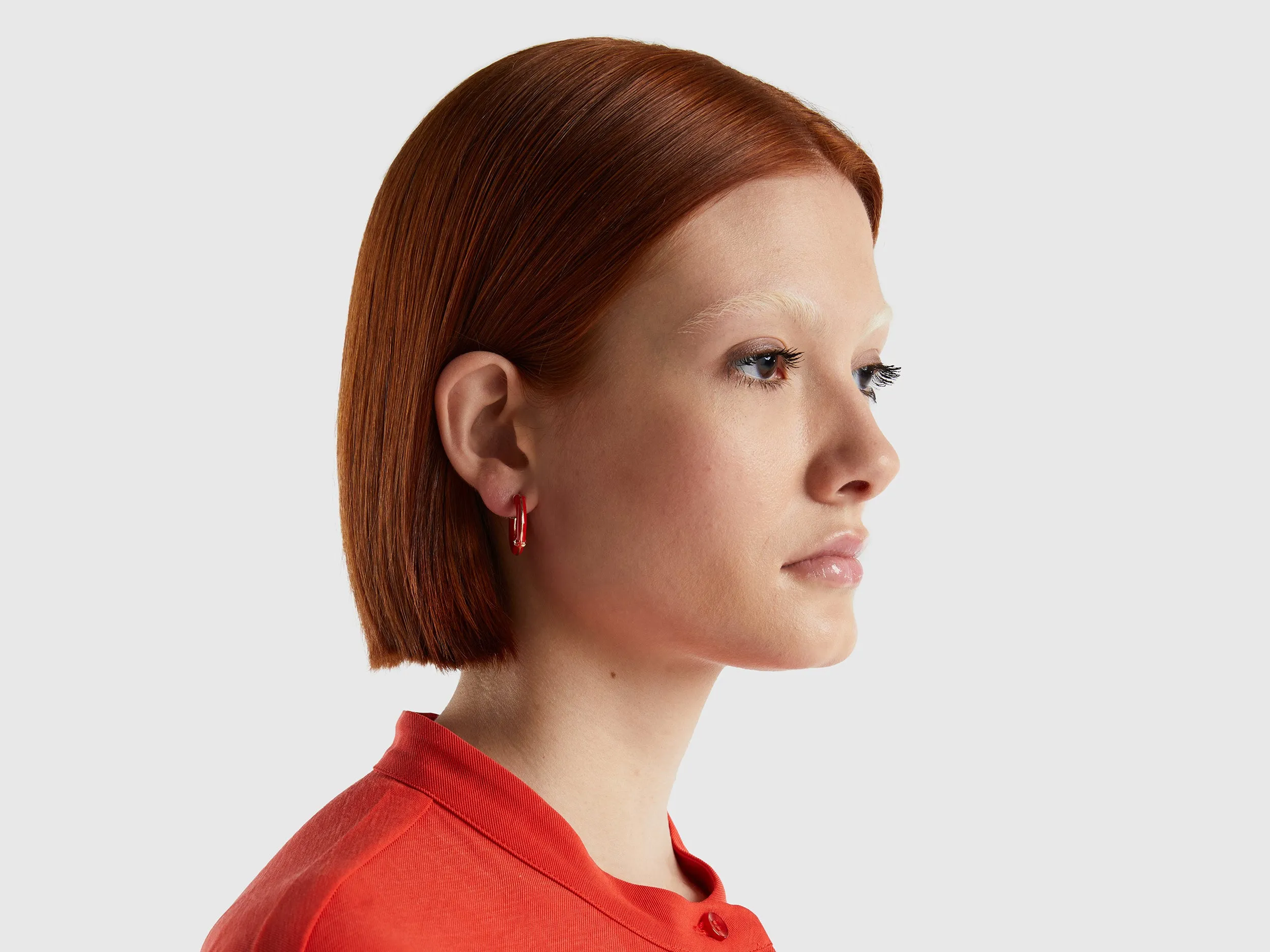 STRAWBERRY RED C HOOP EARRINGS