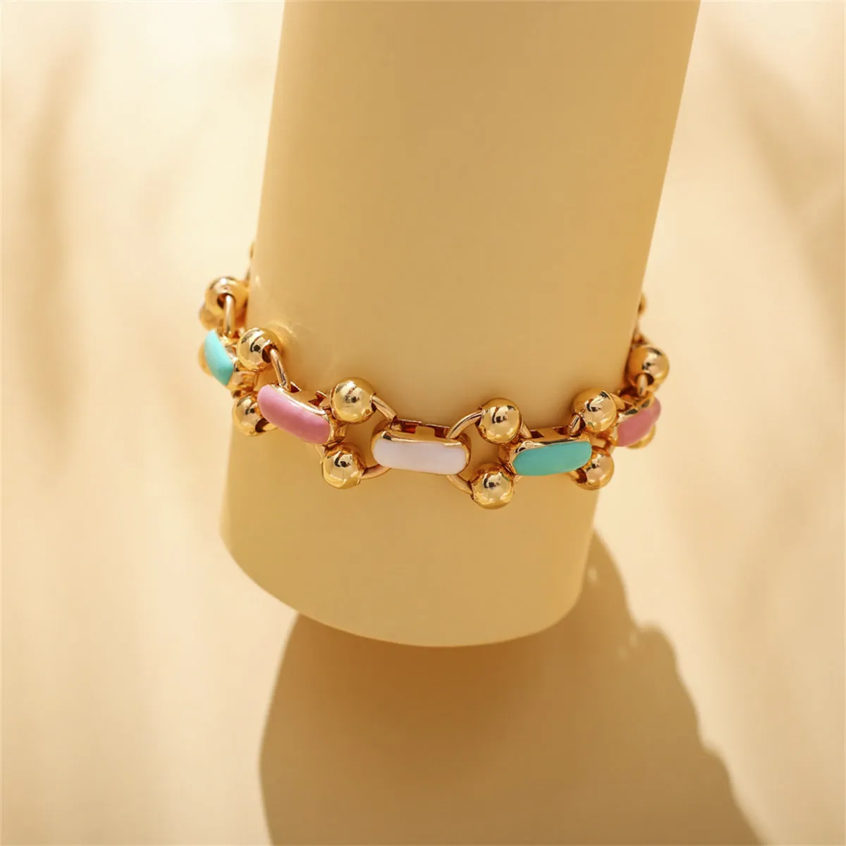 Teal Enamel & 18K Gold-Plated Bead Bracelet