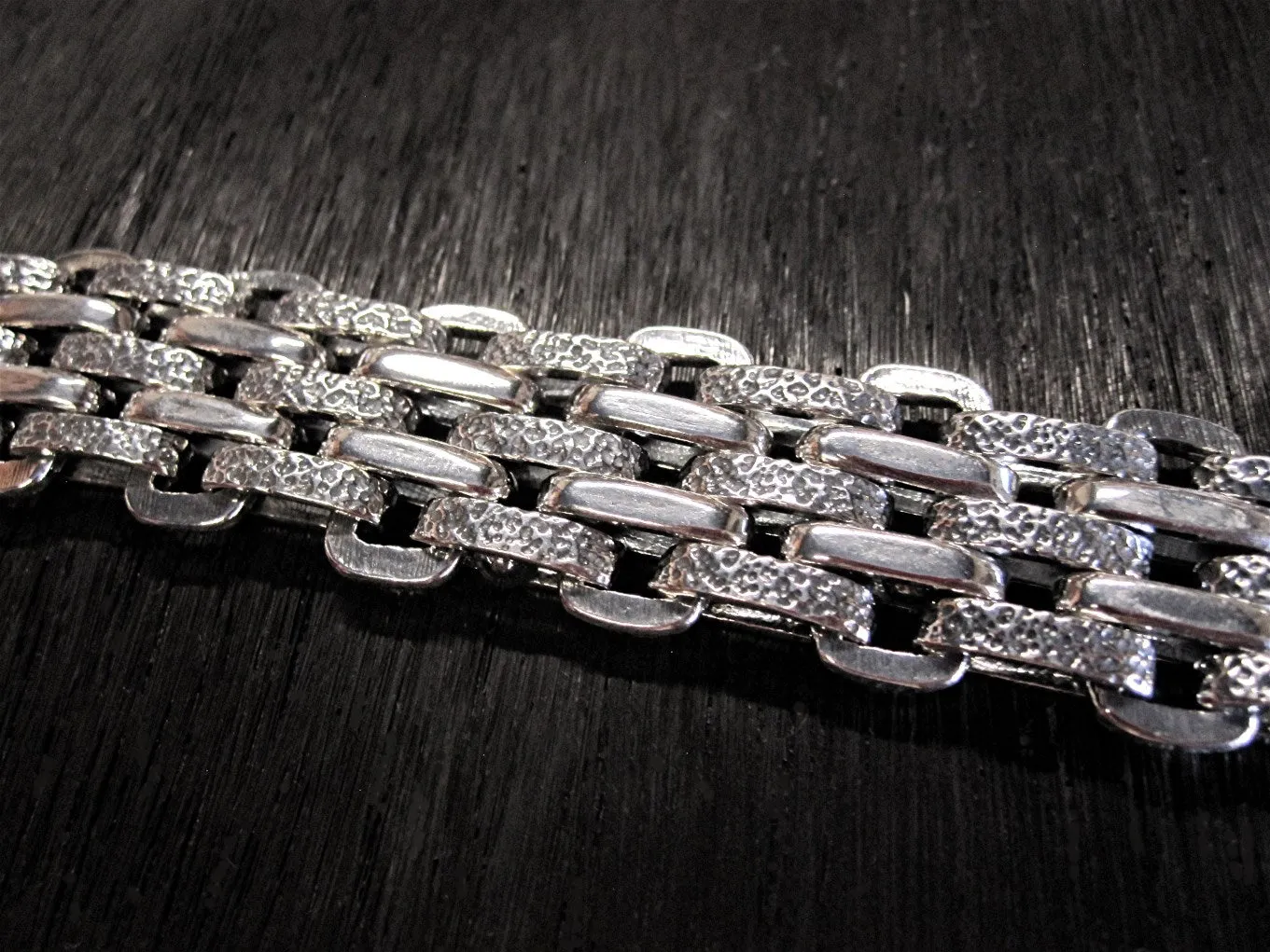 Textured Artisan Sterling Silver Bracelet and Necklace Link (one)