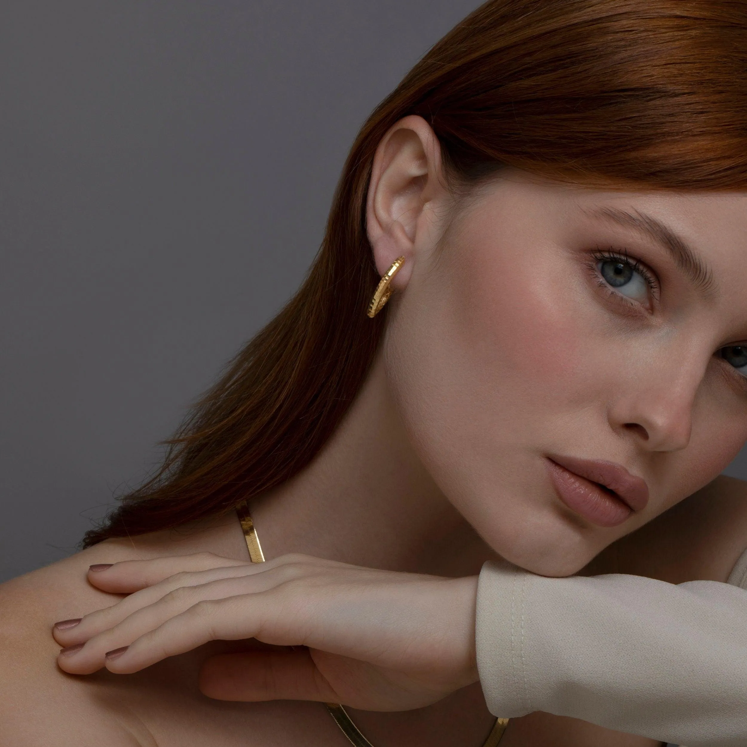 Textured Hoop Earring - 18K Gold Vermeil