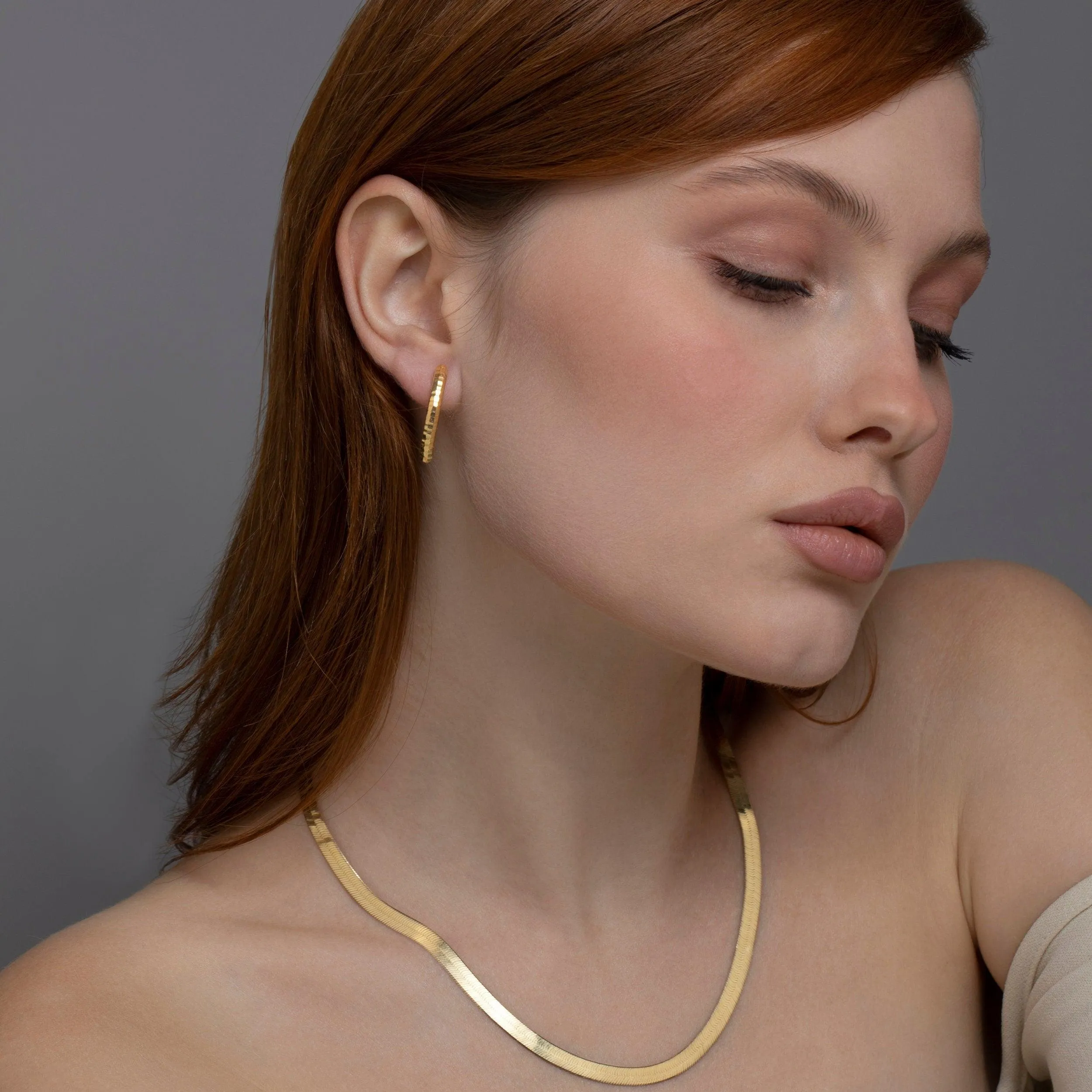 Textured Hoop Earring - 18K Gold Vermeil