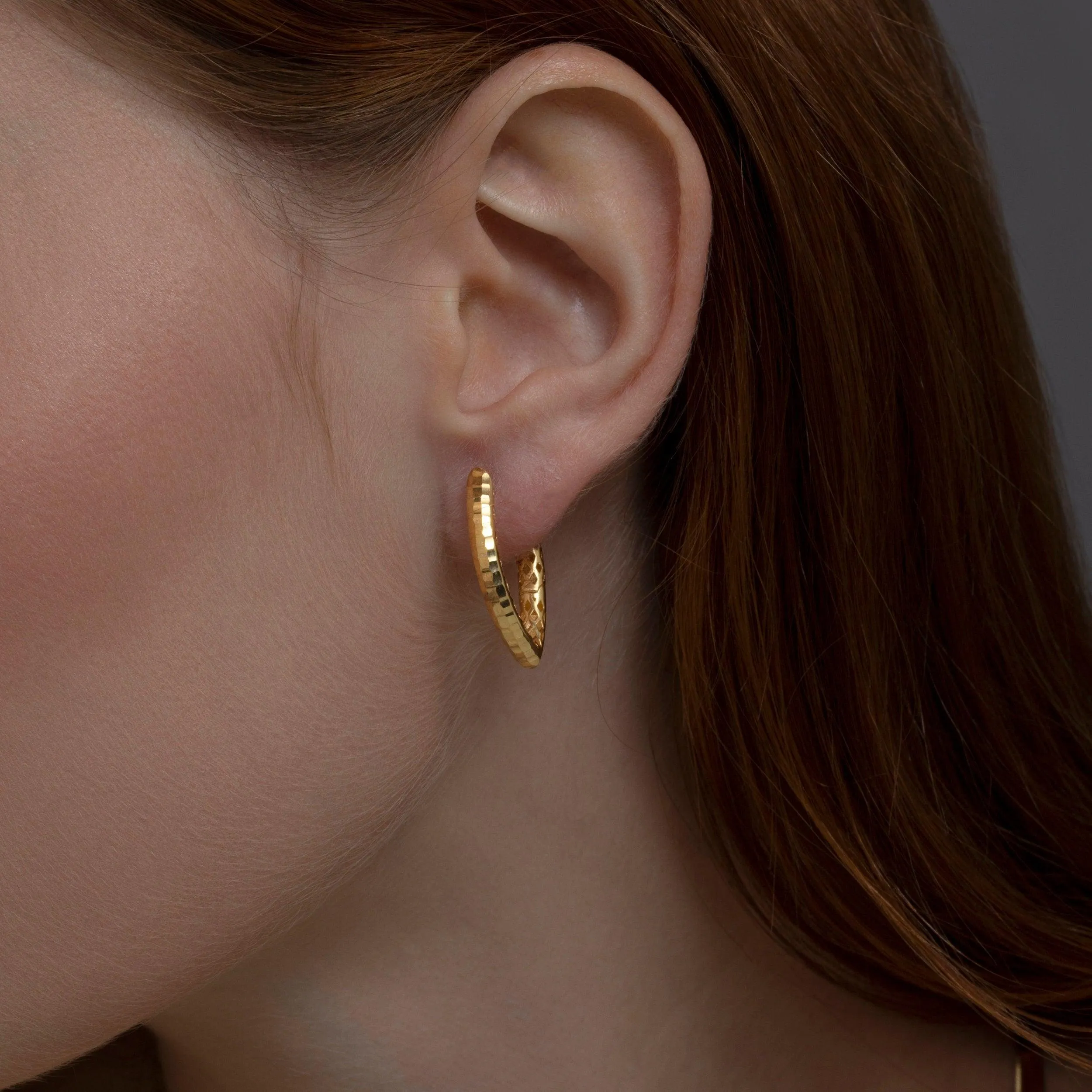 Textured Hoop Earring - 18K Gold Vermeil